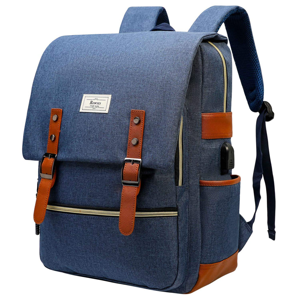Blue Unisex Laptop Backpack with USB Port - Ronyes Official